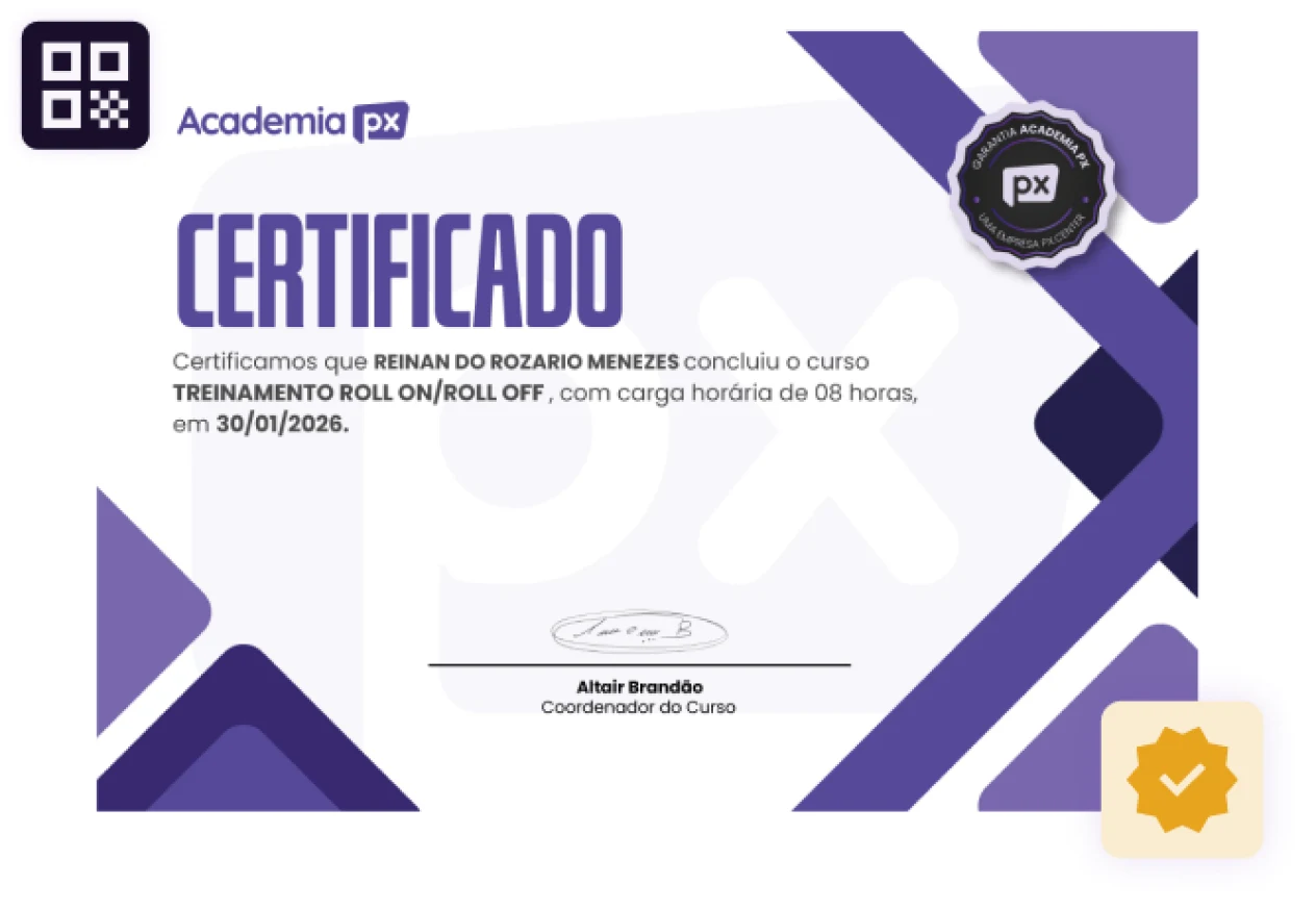Certificado digital da Academia PX com QR Code de verificação