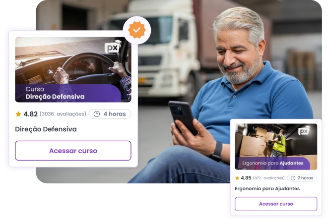 Aplicativo da Academia PX com aula em vídeo e motorista assistindo