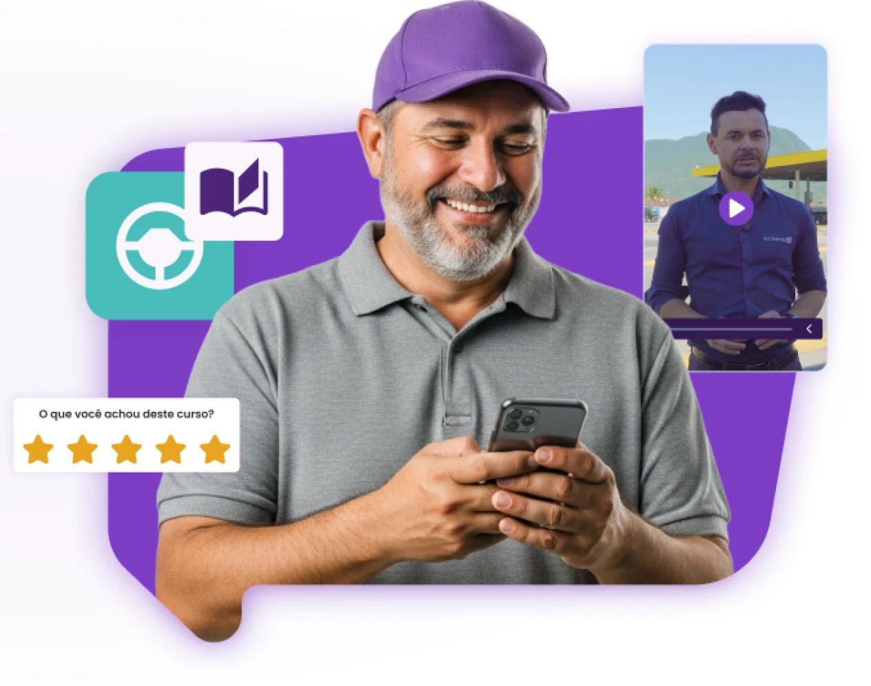 Instrutor da Academia PX acessando os cursos pelo celular